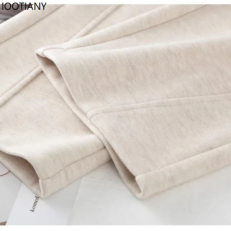 Elegant High Waist Drooping Wide-leg Pants Women Solid Color With Pockets Baggy Straight Trousers Comfortable Soft Casual Pants