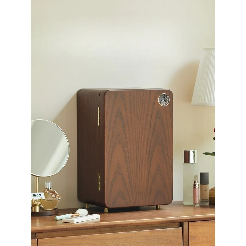 

Solid wood cosmetics storage box, desktop dust-proof cosmetic cabinet, dresser, large-capacity skin care product rack