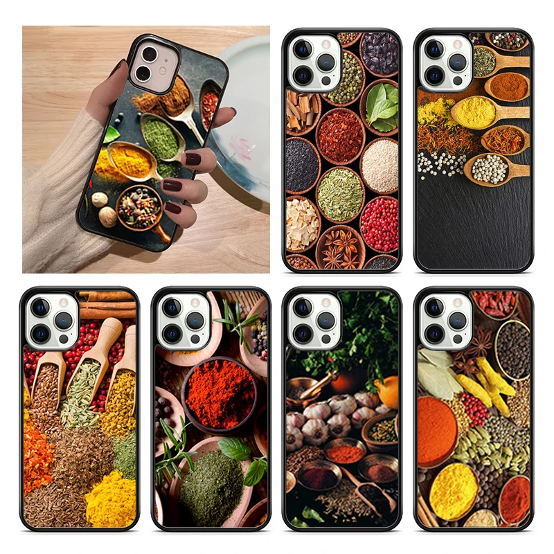 Spices Seasoning Cooking Chef Phone Case Cover For iPhone 15 16 14 XR XS 11 12 13 Mini Pro MAX Plus