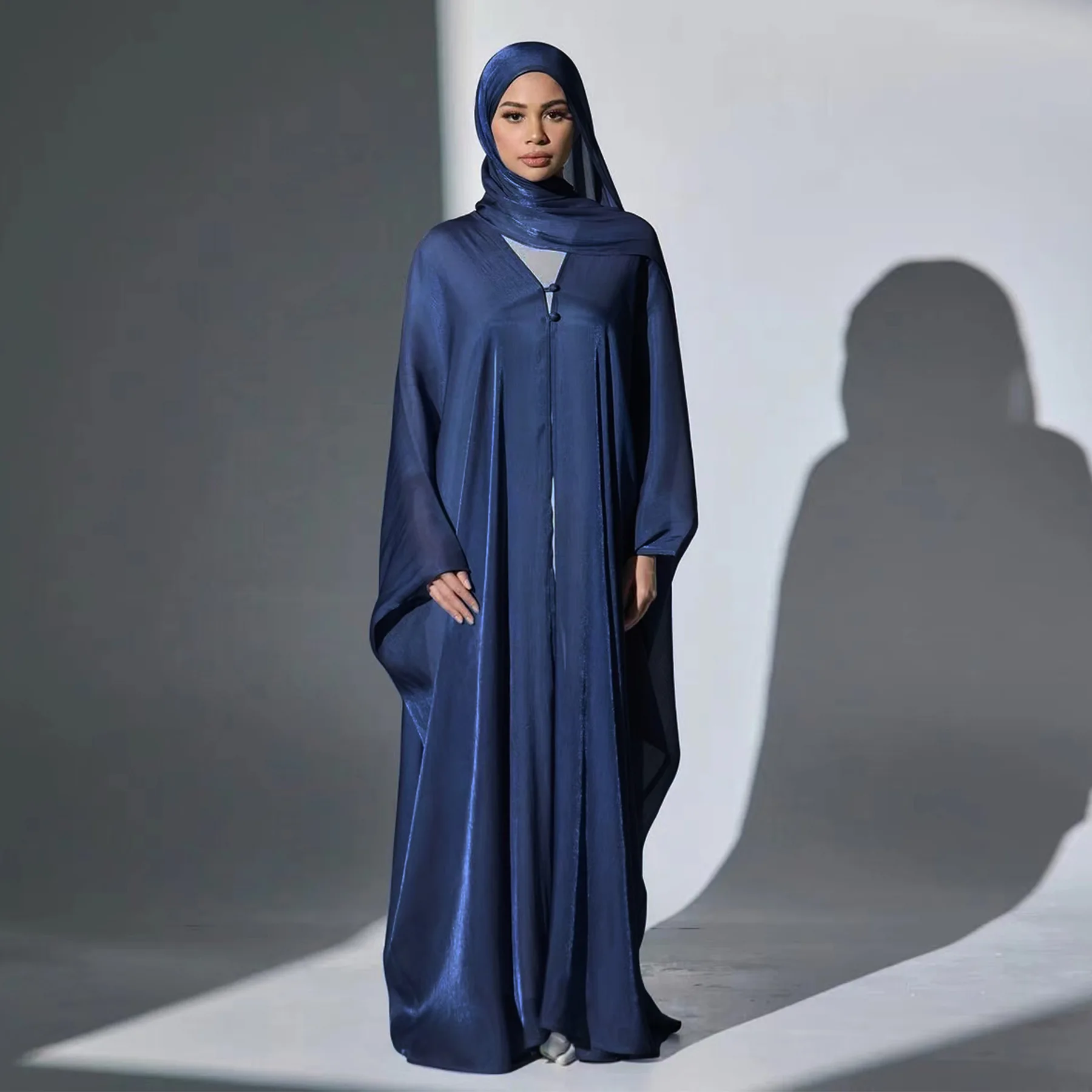 عباية رمضان متواضعة رداء نسائي صيفي دبي عباية إسلامية للنساء فستان مسلم عباية مفتوحة مع حجاب مطابق