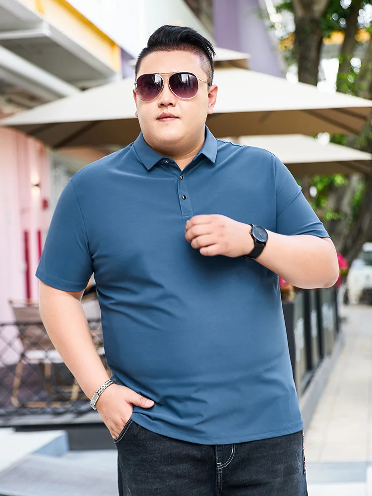 

Summer new plus size men's T-shirt 9XL 8XL 7XL fashion short sleeve lapel solid color casual POLO shirt loose T-shirt