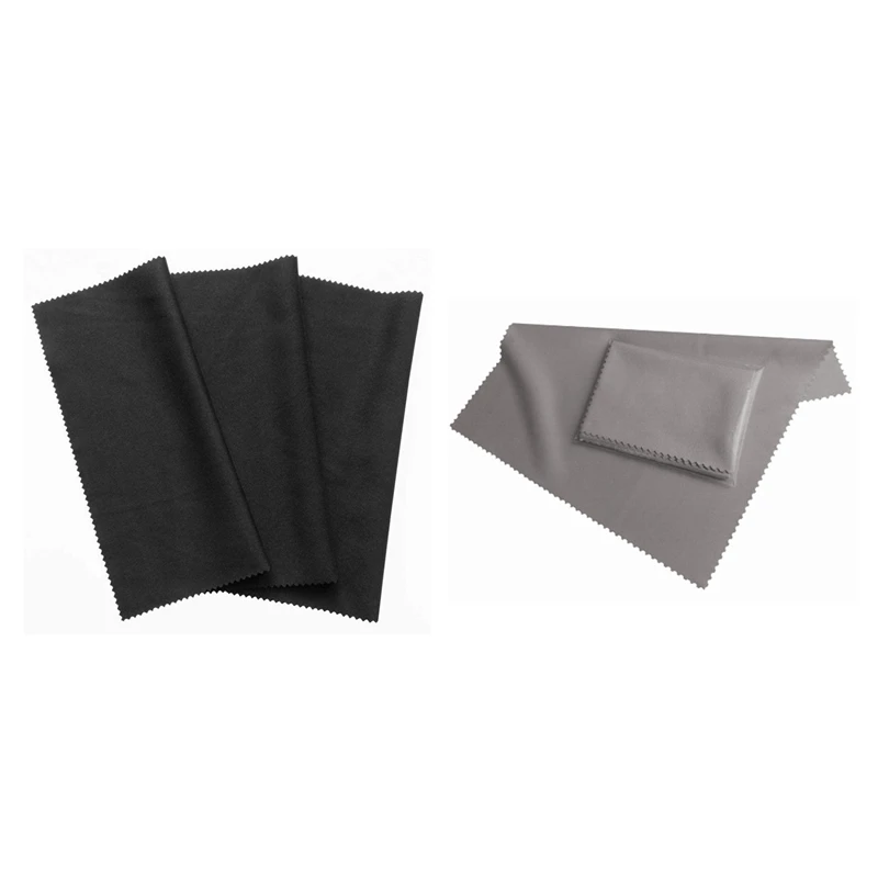 4x Microfiber Cleaning Cloth 20X19cm, Black Cleaning Cloths, Touchscreen, Smartphone Display, Glasses, Laptop