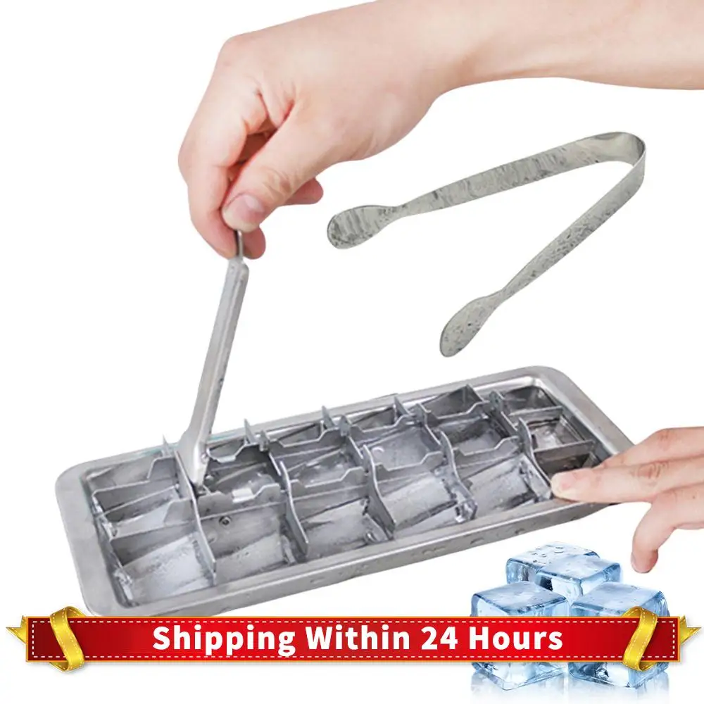 

Лоток для кубиков льда из нержавеющей стали с легкосъемной ручкой, металлический лоток для кубиков льда, форма для кубиков льда для кухни и бара