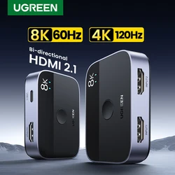 UGREEN HDMI 2.1 przejściówka 8K 60Hz 4 k120hz 2 w 1 out dla TV Xiaomi Xbox Series X PS5 HDMI kompatybilny z monitorem HDMI