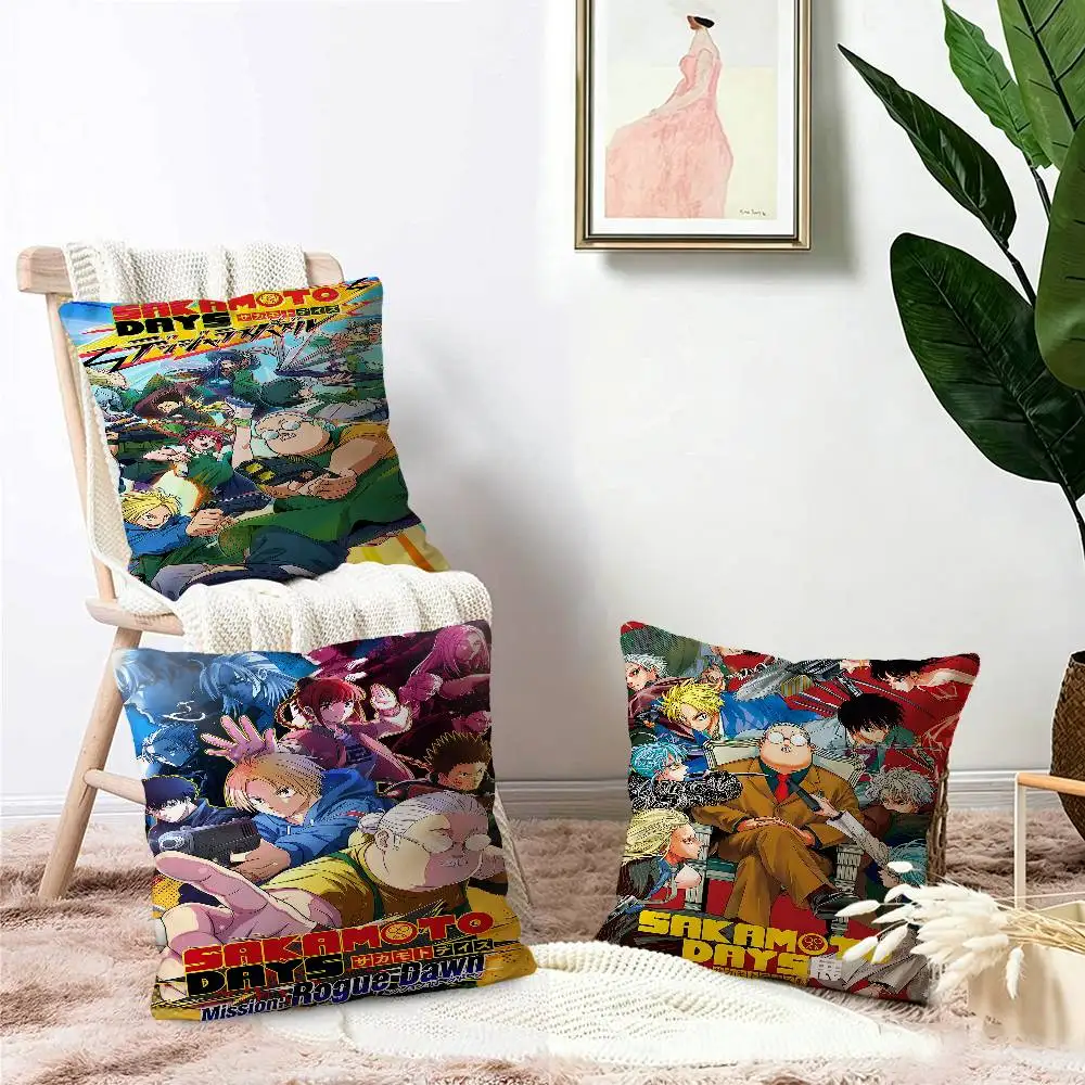 Anime S-Sakamoto D-Days Cushion Cover Polyester Sofa Cushions Decorative Throw Pillows Home Decoration Pillowcover