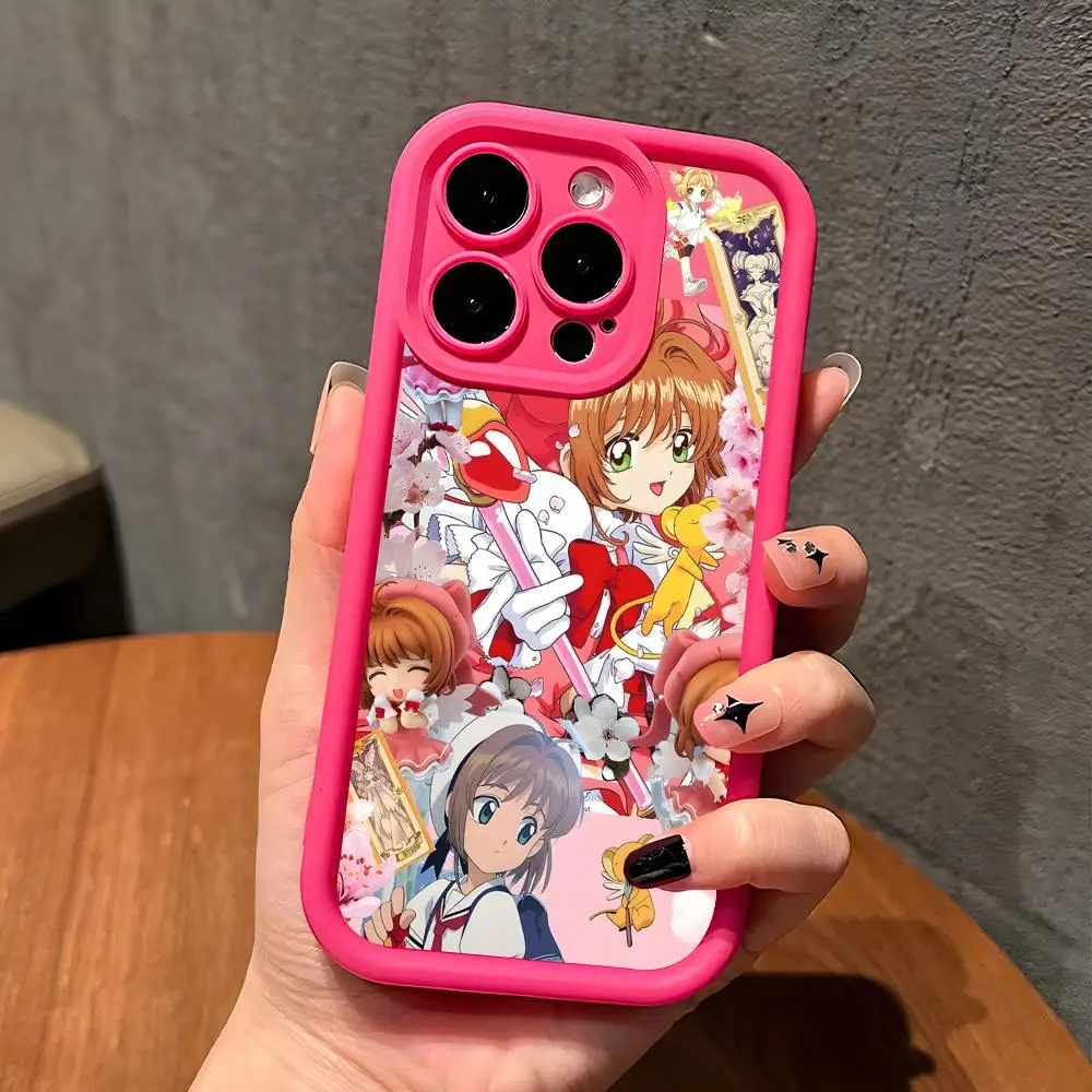 Чехол для телефона Cardcaptor Sakura Kinomoto для iPhone 17 16 15 14 13 12 11 Air Pro Max Plus, красный, мягкий, из ТПУ, противоударный