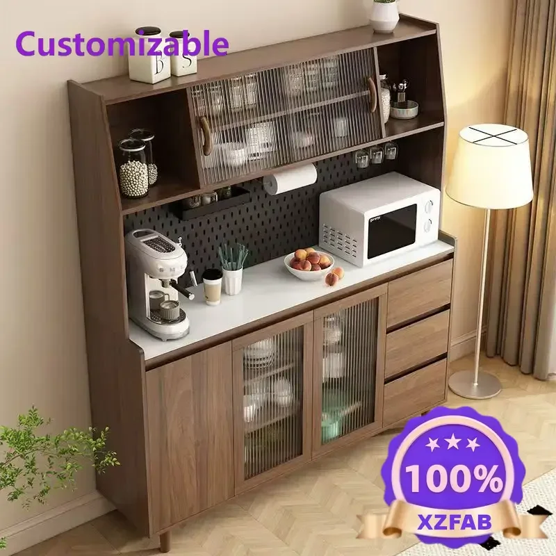 Factory Direct 2026 Solid wood dining side cabinet integrated against the wall Nordic modern living room wine cabinet tea cabine