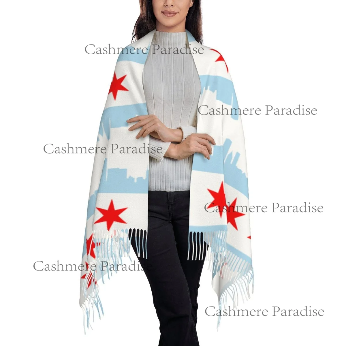 City Of Chicago Flag Warm Shawls Wrpas Men Women Custom Large Scarves Winter Luxury Brand