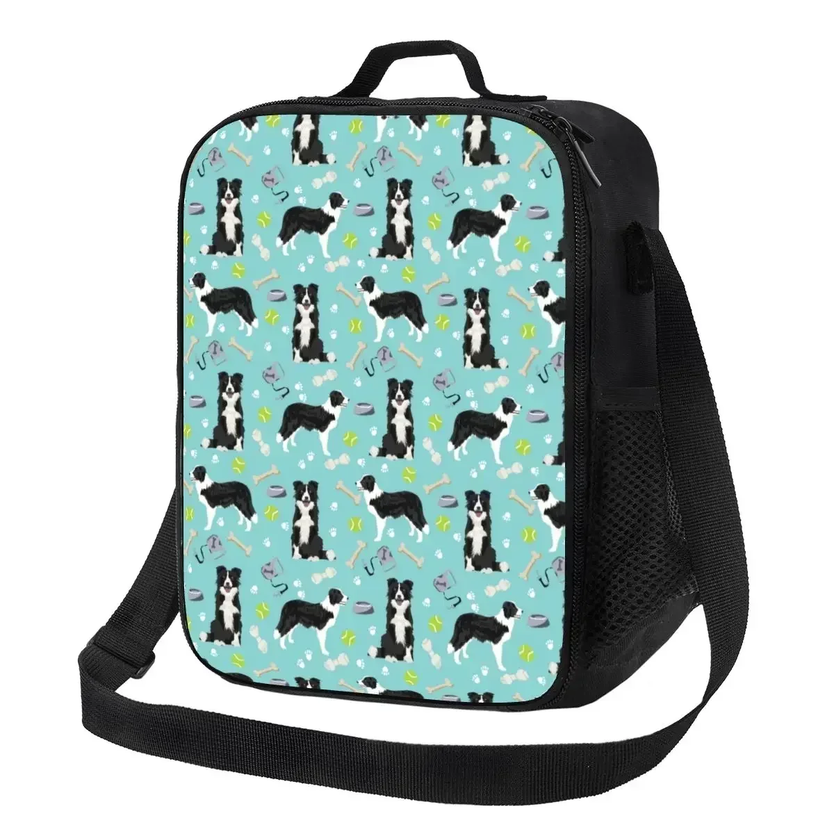 Border Collie Tennis Ball Lunch Bag Women Cooler Thermal Insulated Lunch Boxes for Kids School