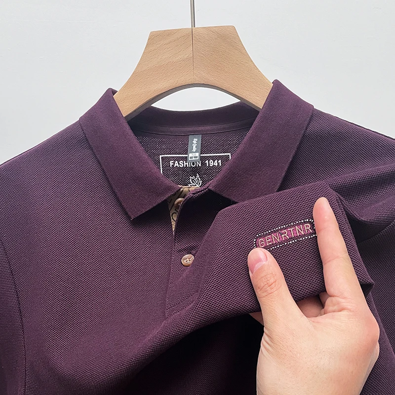 100Cotton High-end Quality Luxury Men's Polo Shirt Lapel Letter Embroidery Short-sleeved Business Fashion T-shirt Summer Men's