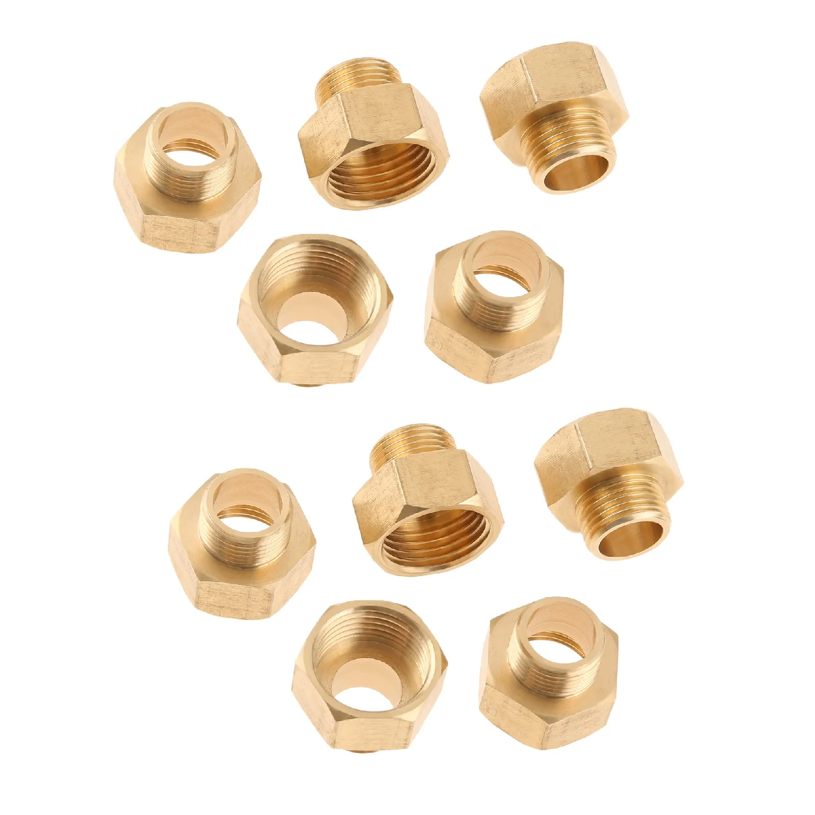 

10pcs Brass 1/2 G Female to 3/8 Compression Male Thread Pipe Fitting Faucet Hot & Cold Water Lines Connector Rust-proof Adapter