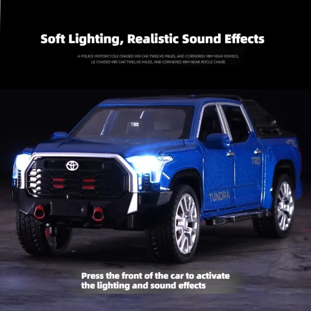 1:32 Scale Toyota Tundra Pickup Truck Alloy Die-cast Car Model with Sound & Light Pull Back 6 Openable Doors Kids Toy Vehicle