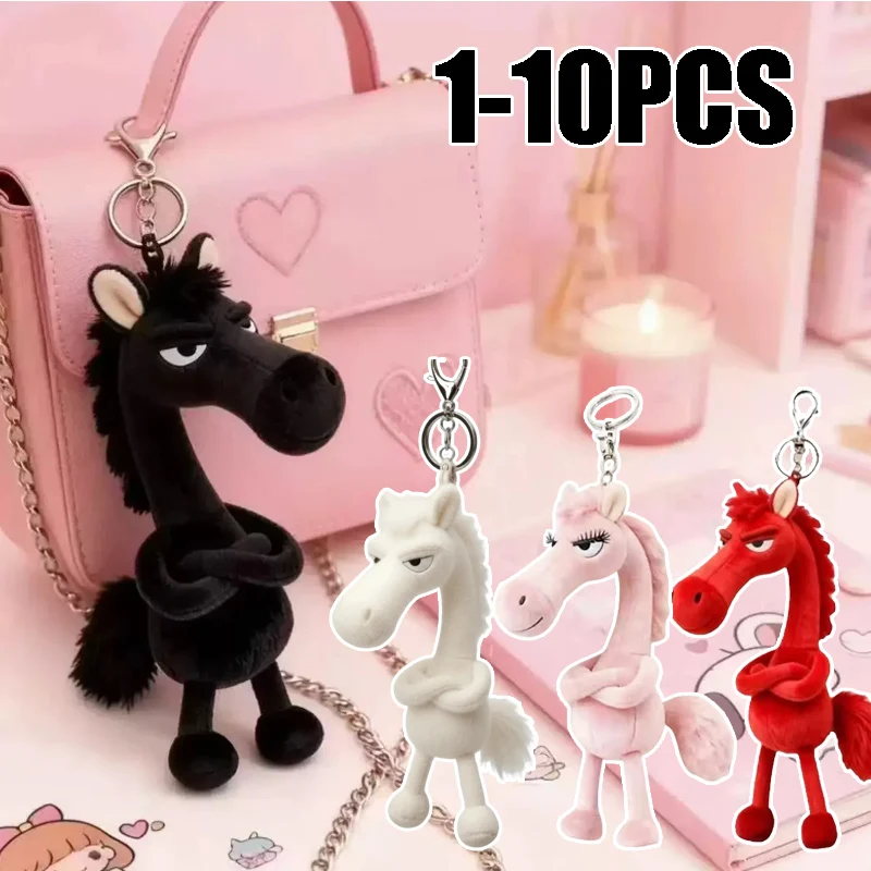 2026 chaveiro cavalo do zodíaco dos desenhos animados preto pelúcia mochila bolsa charme para crianças festivo ano novo chinês ideia de presente