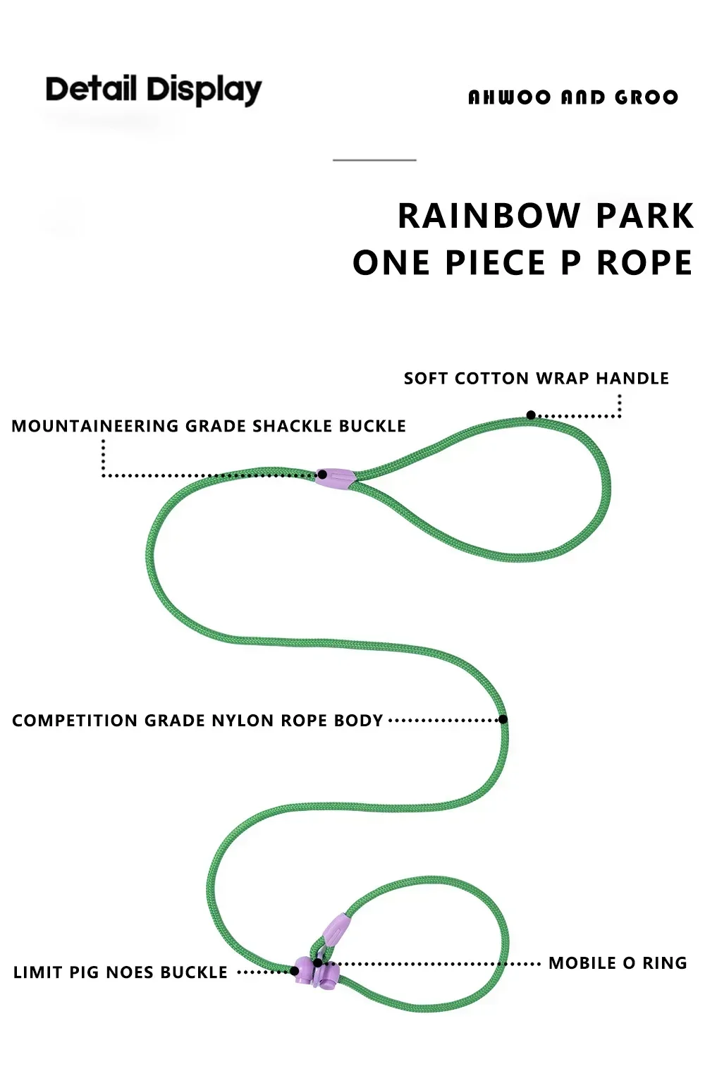 150 cm rundes Trainingseil für Hunde, leichtes Nylon-P-Kettenhalsband, verstellbar für kleine und mittelgroße Hunde, Gehleine, Heimtierbedarf – Detail 5
