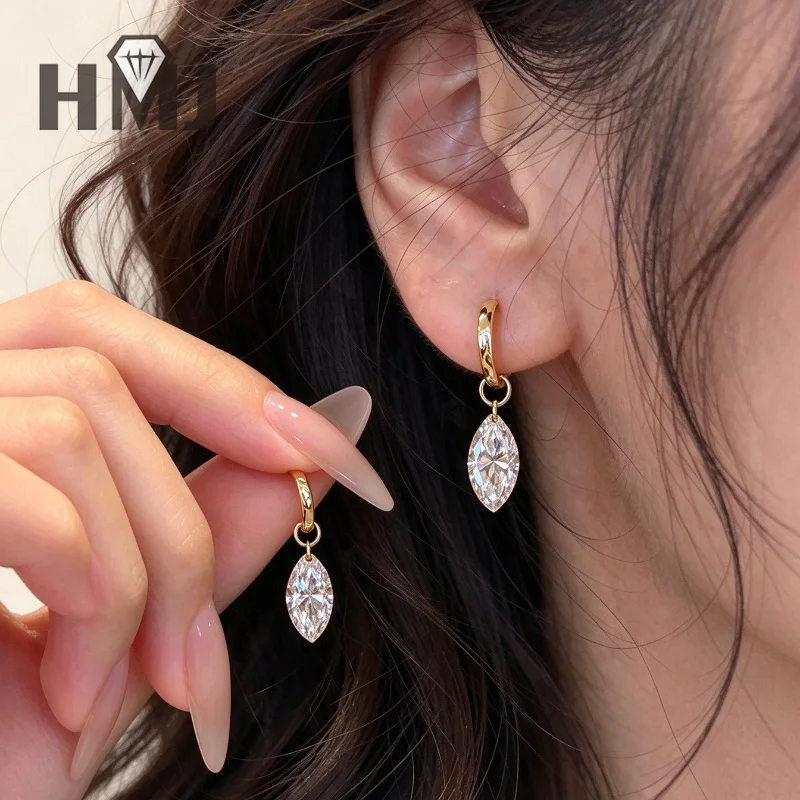Ohrringe mit im Labor gezüchteten Diamanten, 2 Karat, Marquise-Schliff, DEF, VS, 10 Karat Gold, schlicht, für Geburtstag, Jahrestag, Party, Premium-Schmuck, Geschenke, Charms – Detail 3