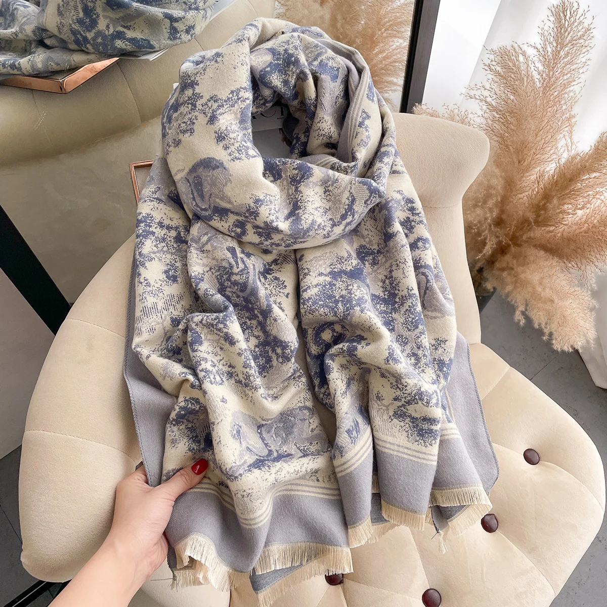 Luxury Winter Cashmere Scarf Women Design Warm Pashmina Blanket Poncho Scarves Female New Animal Shawl Thick Foulard Bufanda