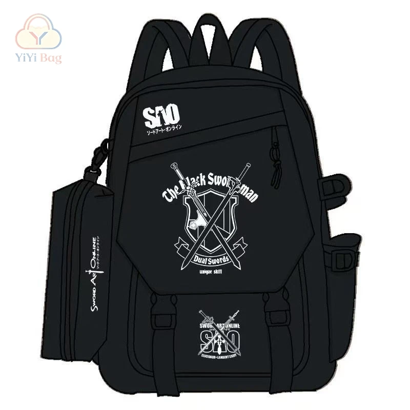 Sword Art Online Backpack Pencil Case Set Kirigaya Kazuto Yūki Asuna Cartoon Student Large Capacity School Bag Daypack Book Bag