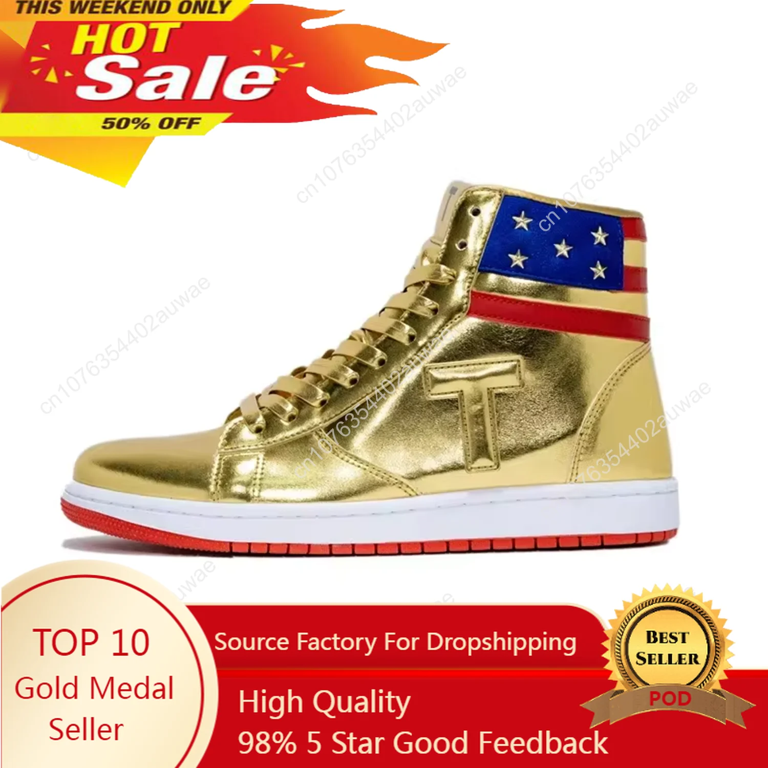 Big Size 47 48 Trump 2024 MAGA Gold Sneakers Never Surrender Pro Donald Distressed Gym Shoes Męskie buty codzienne Road Sneaker