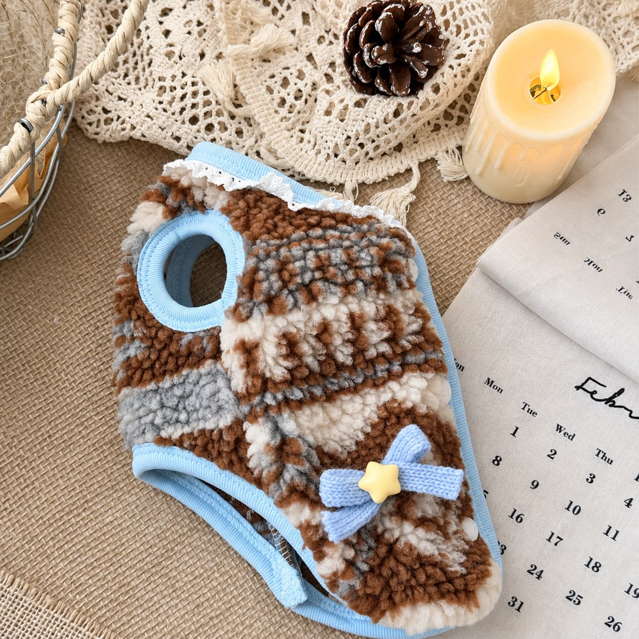 Cute Bow Knot Cat Vest Winter Warm Sleeveless Coat Anti Cold Apparel For Ragdoll British Blue And Golden Shaded Cat