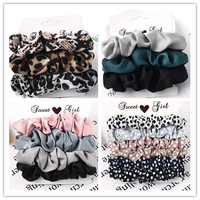 3Pcs Korean Silk Hair Scrunchies Elastic Hair Bands Women Girls Velvet Hair Ties Leopard Headband Ponytail Hair Accesorios Set