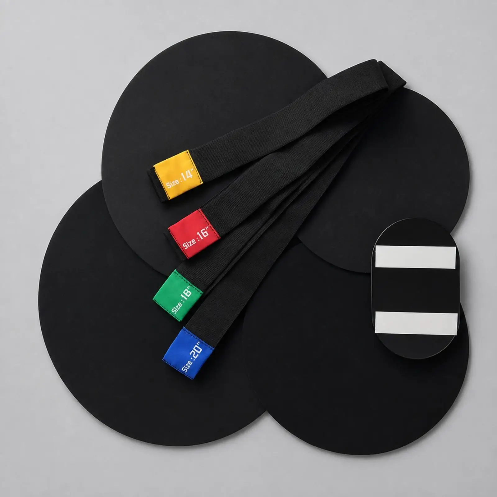 9 Pieces Five-Drum Four-Cymbal Mute Pad Kit Noise-Dampening Drum Silencing Pad Set with Straps Low-Profile for Apartments,