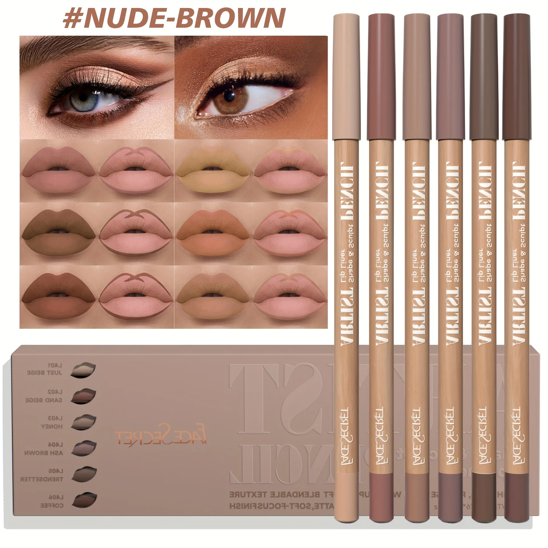 6Pcs Velvet Matte Lip Liner Set - Long-Lasting, Non-Dry Formula | Versatile Shades for All Skin Types | Includes Berry, Brown