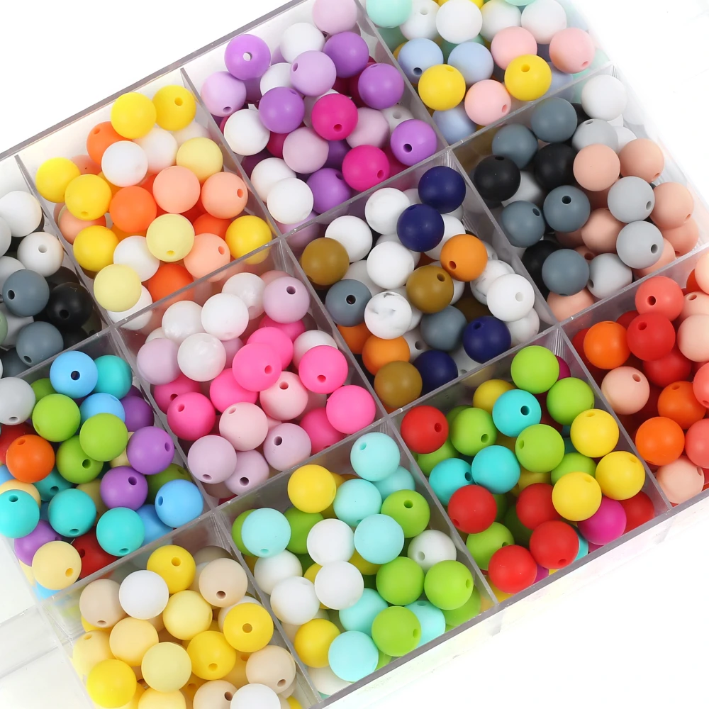 

12mm 50Pcs BPA Free Silicone Beads Set Colorful Round Teether Beads For Nursing Jewelry Making DIY Teething Necklace Bracelet