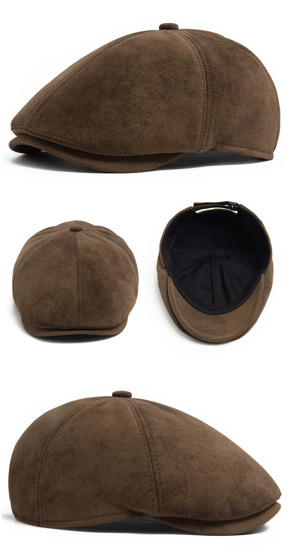 Neue PU Kunstleder Zeitungsjunge Mütze Mode Vintage Männer Frauen Berets Für Frühling Herbst Visier Flachen Hut Casual Retro Hip Hop Caps – Detail 6