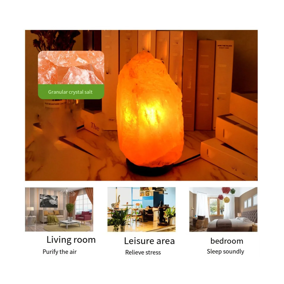 Himalayas Crystal Salt Lamp USB LED Atmosphere Light Air Purifier Night Light Bedroom Living Room Decorative Light UK