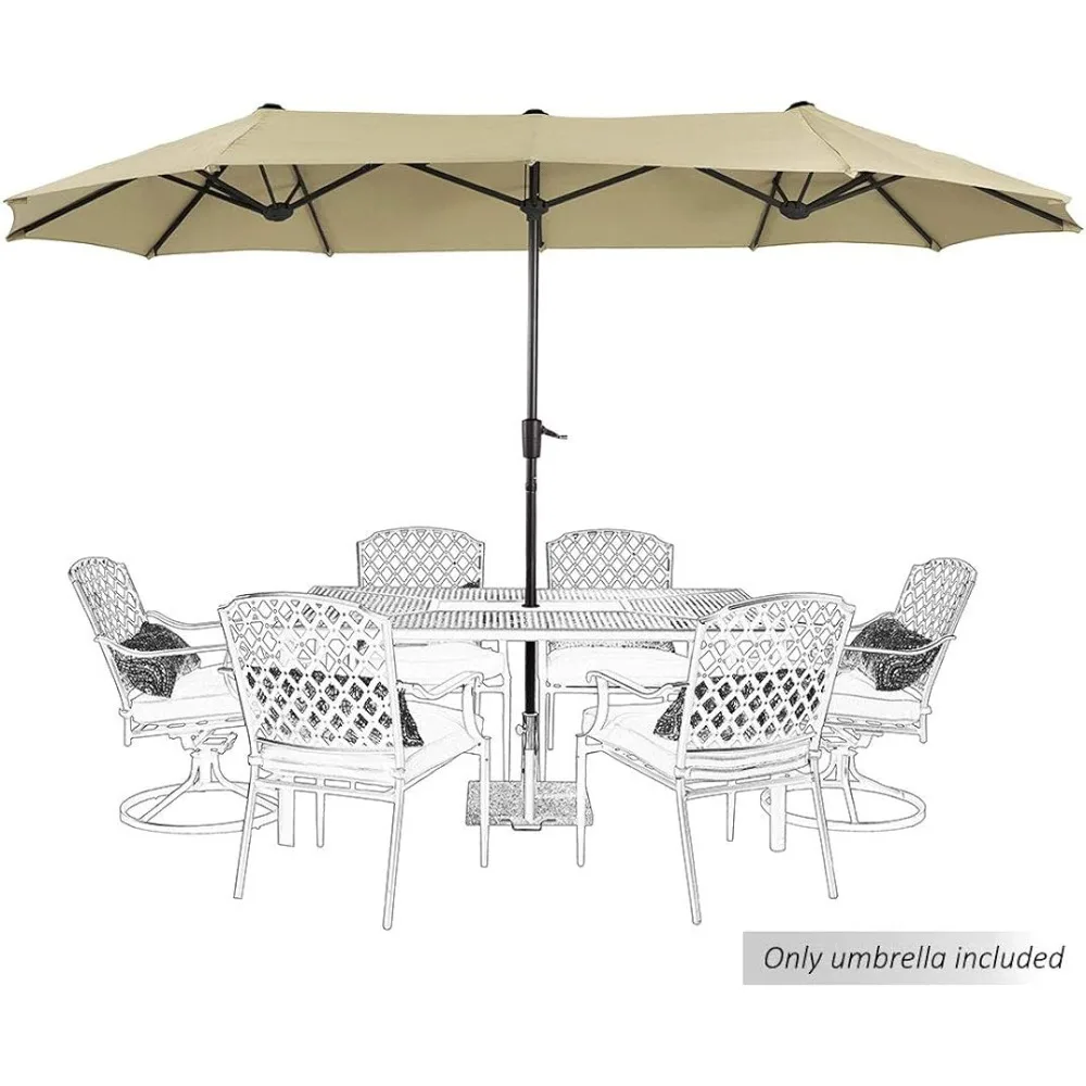 13ft Large Patio Umbrella Double-Sided Twin Outdoor Market Umbrella With Crank Beigefreight Free the Beach Parasol Furniture