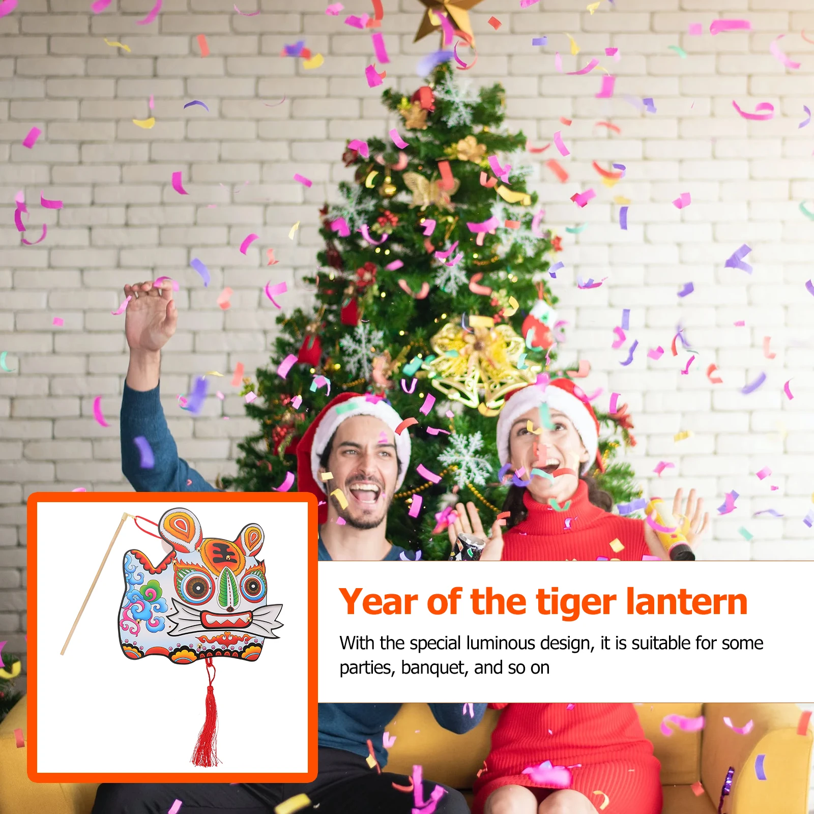 

Tiger H held Paper Lantern LED Glowing naments for Kids Festive Year of Tiger Shaped Portable Colorful Home Office