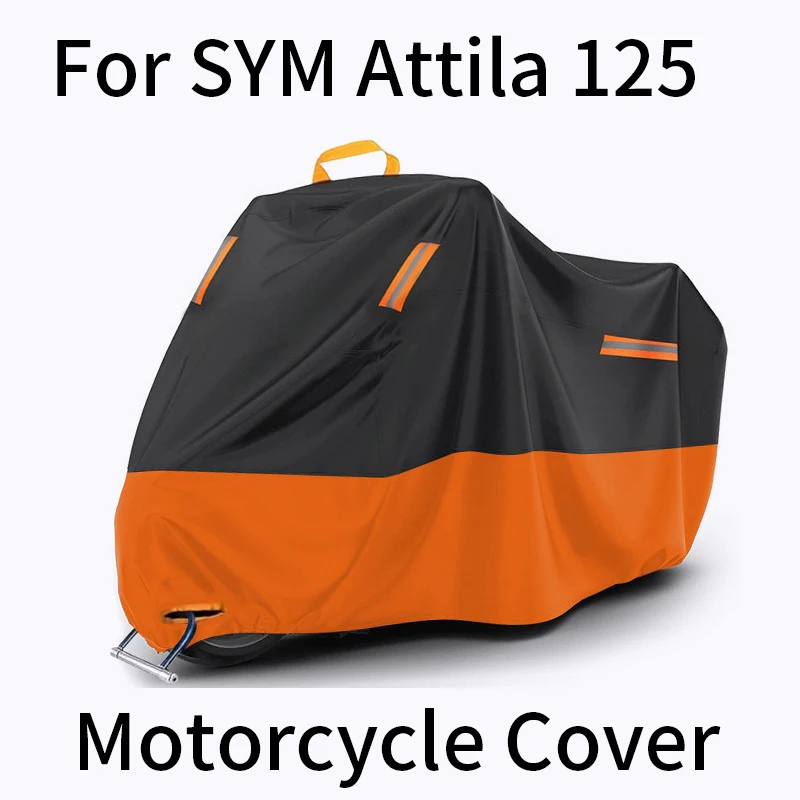 

Для SYM Attila 125 водонепроницаемый УФ-пылезащитный чехол для мотоцикла со светоотражающими полосками, отверстиями для замка и сумкой для хранения