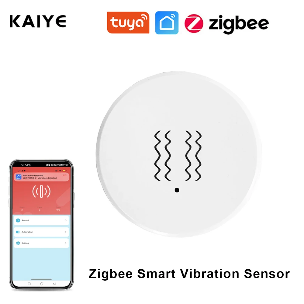 

Tuya Smart Life ZigBee Vibration Sensor Tilt Detector Real-Time Monitor Smart Life App Control Security Protection Shock Alarm