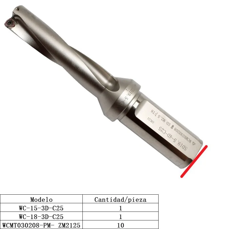 

3D Indexable U-Drill WC-15-3D-C25 & WC-18-3D-C25 + 10PCS WCMT030208-PM ZM2125 Carbide Inserts for CNC Steel Drilling