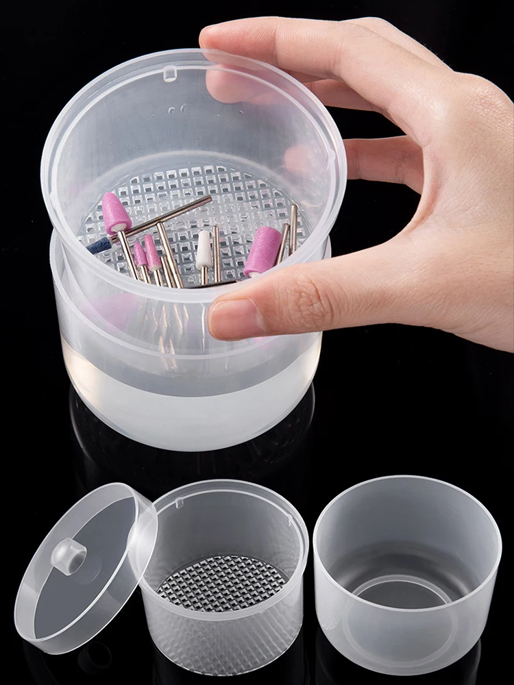Caixa de desinfecção de brocas de unhas, caixa de limpeza de filtragem de camada dupla, caixa de