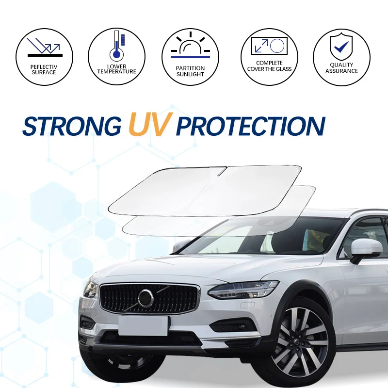 Car Windshield Sun Shade For Volvo V90 Sunshade Summer Visor Protector Foldable Blocks UV Rays Protection Accessories