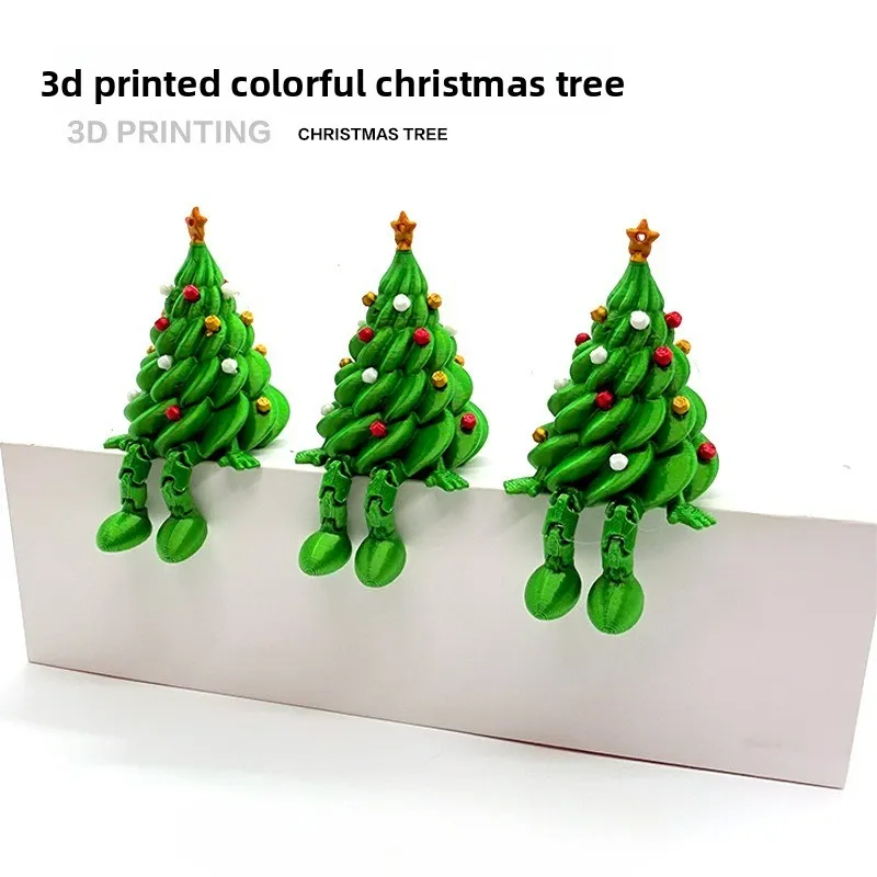 

3D Printed Christmas Cute Desktop Ornament, Colorful Articulated Christmas Tree, Movable Figurine, Gift Decoration