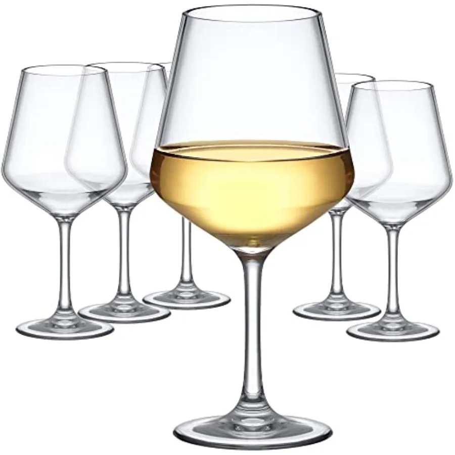 

- Sasha - 14-Ounce Unbreakable Tritan Wine Glasses Set of 6 Plastic Wine Glasses Reusable BPA-Free Dishwasher-Safe Perfect for