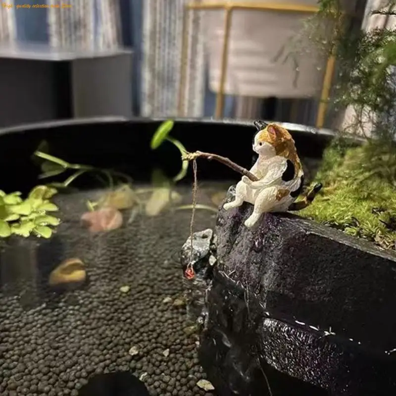 203F Fishing Ornaments Resin Figurine Aquarium Decoration Fish Landscaping