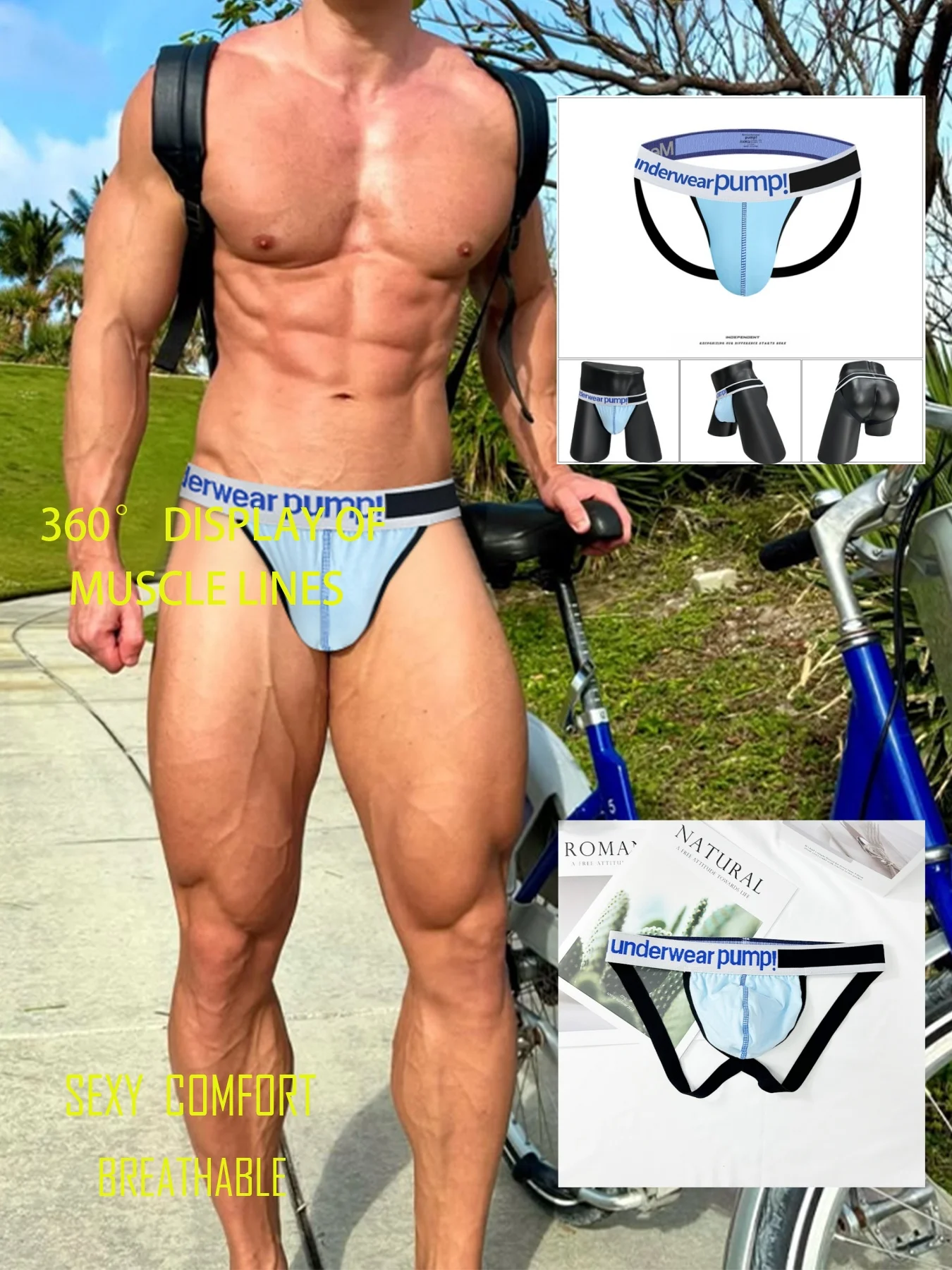 

Men's Sexy Low-Rise T-Back Thongs - Dual Strap & Quick-Dry Mesh | No-Ride Fit for Gym & Intimate Moments