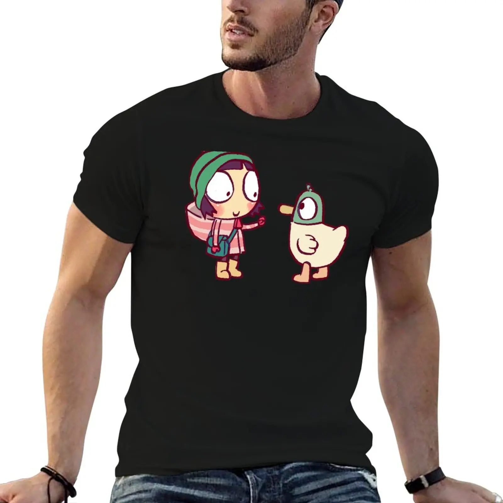 

I draw sarah and duck #4 / children's cartoon T-Shirt mens graphic t shirts t shirts for man cotton soft T-Shirt