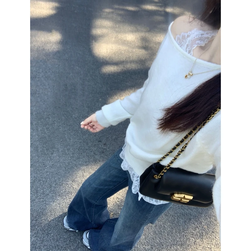 

Long Sleeved T Shirt Blank Womens Summer Oblique Neck Crop Waist Cinching Vacation Y2K Daily For Girlfriend AdjuLeisure Dreamy