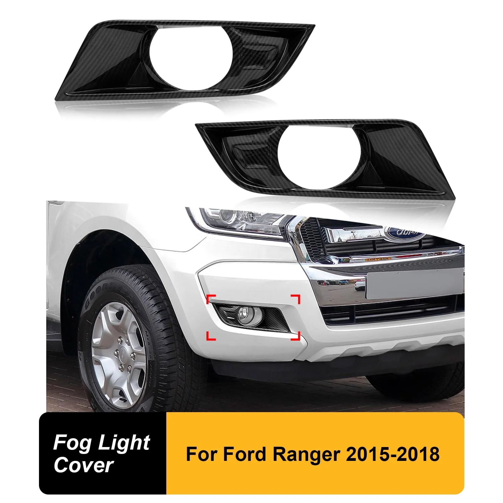 Carbon Fiber Fog Light Cover Trim FOR FORD RANGER 2015 2016 2017 2018 PX3 MK3 LIMITED XLT XL Double Carbin Accessries