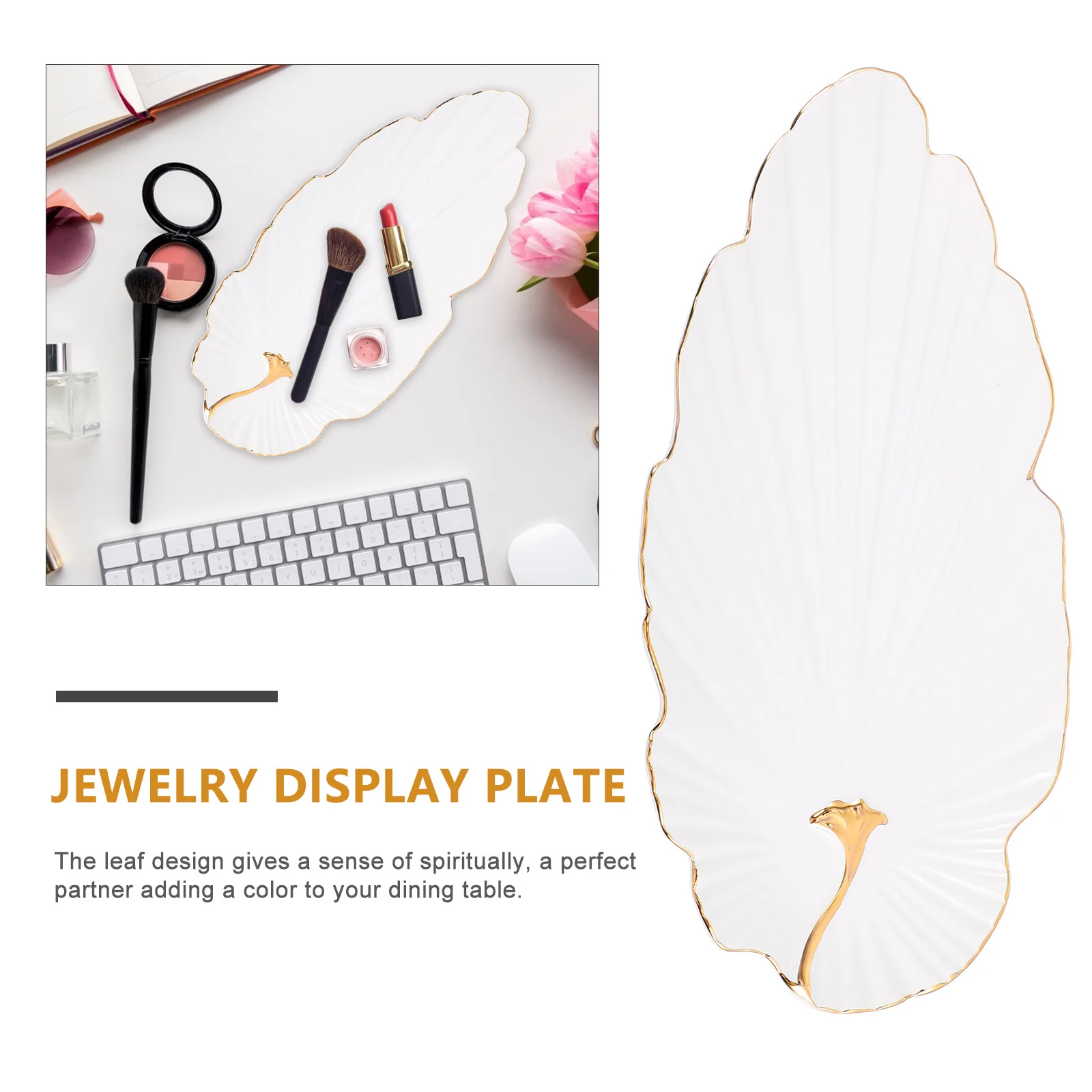 

Leaf Ceramic Plate Sushi Jewelry Holder Dumpling Dish Bracelet Display Snack Tableware Flatware Home Decor Sushi Plate