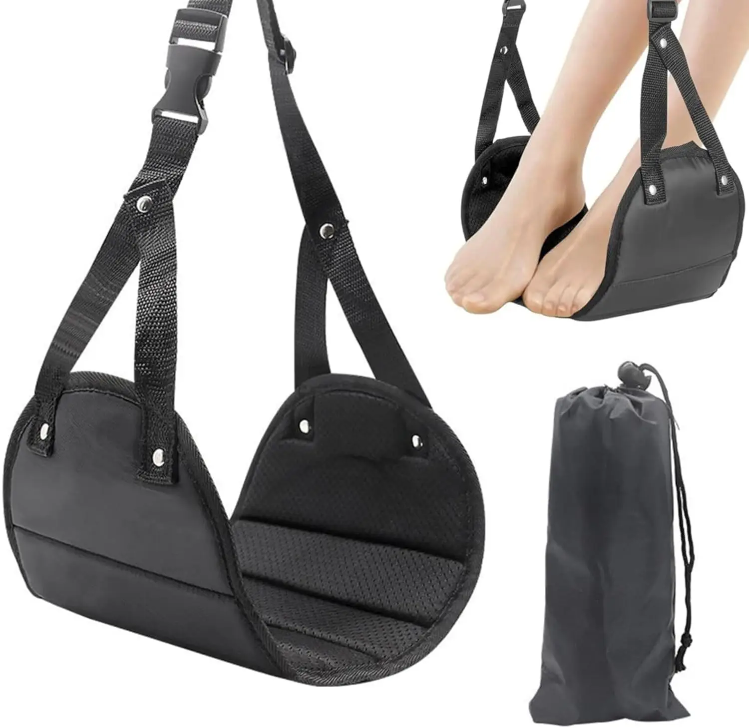 Adjustable Height Foot Rest For Airplane Portable Travel Footrest High Quality Memory Foam Carry On Leg Support Pad Comfort