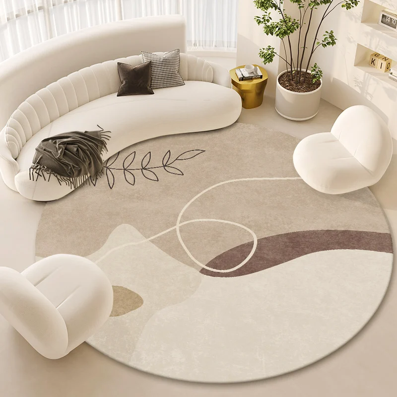 Light Luxury Round Cream Style Carpet Living Room Large Area Thickened Sofa Carpets Coffee Table Nonslip Bedroom Study Round Rug