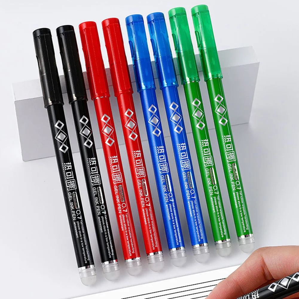 4Pcs 0.7MM Heat Erasable Pens, Bullet Nib, Colored Heat Sensitive Erasable Gel Pen, Smooth Writing, Black Blue Red Green Ink