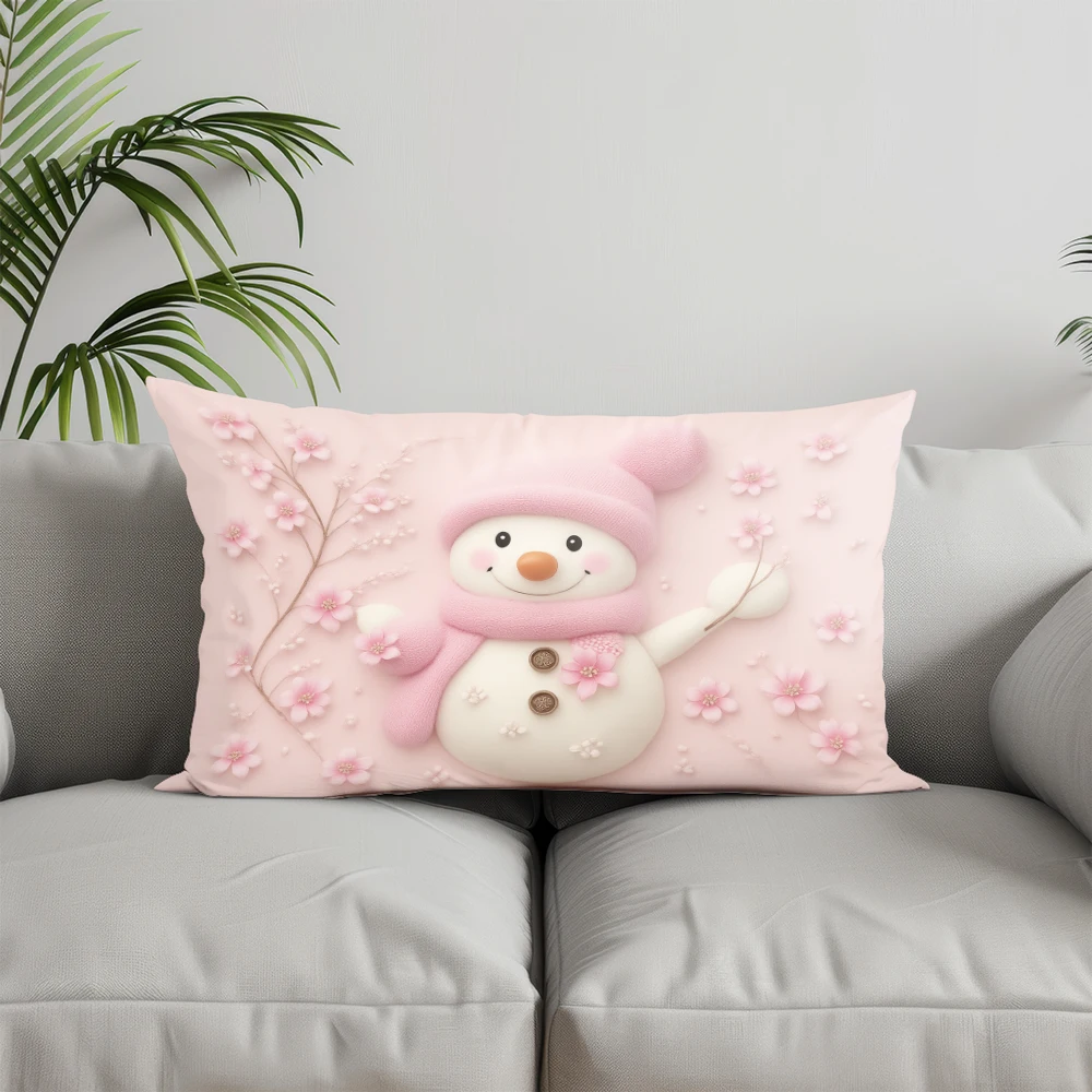 ديكور المنزل الوردي الأزهار شجرة عيد الميلاد وسادة مناسبة ل أريكة غرفة نوم سيارة وسادة غطاء وسادة مستطيلة الظهر وسادة #3