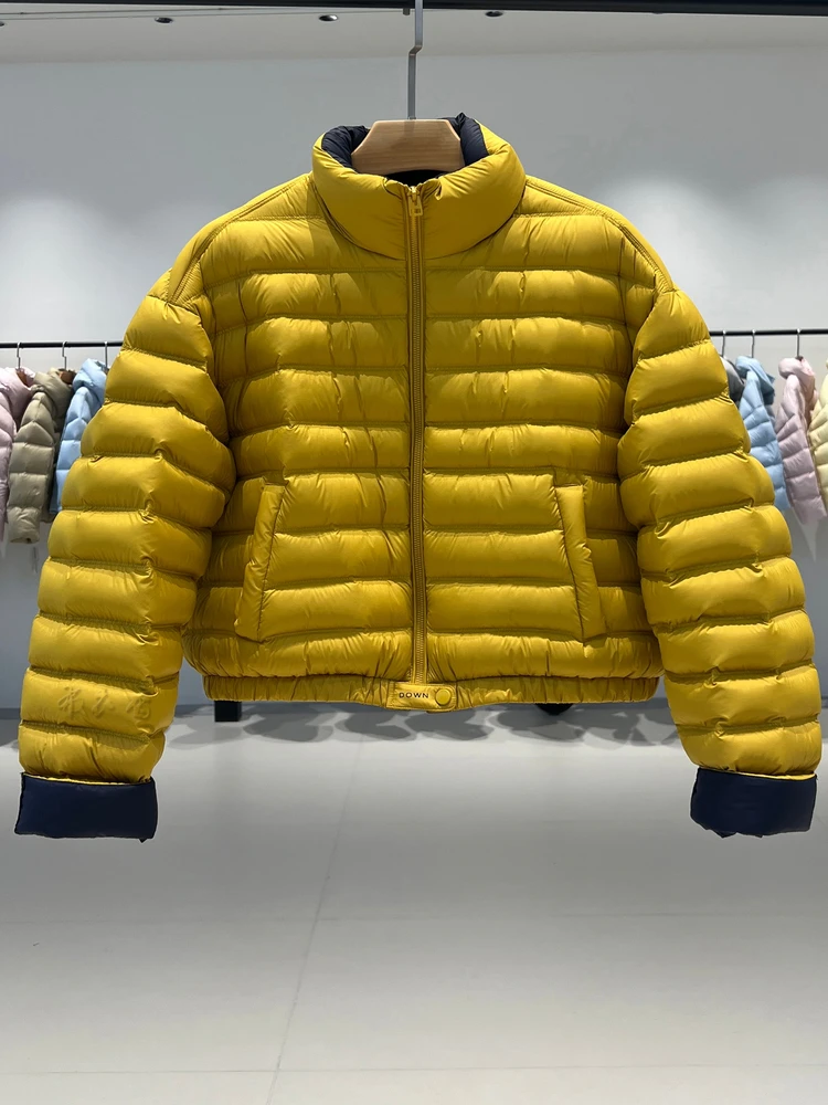 レディース オルト パファージャケット スタンドカラー ブレッドスリーブ ホワイト ダウンコート 韓国版 ファッショナブル 冬用 暖かい ナイロン生地