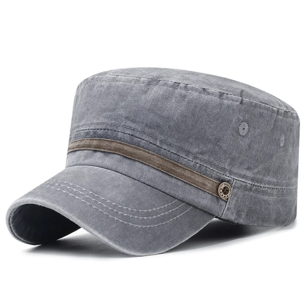

Retro Washed Cotton Big Head Flat Hat Breathable Short Brim Sun Hat Spring Summer Adjustable Middle-aged Dad Hat Men Women